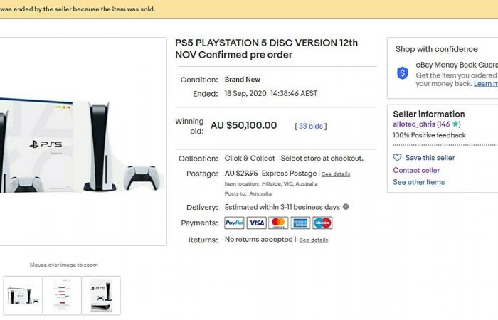 Someone resold a PS5 on Ebay Australia for $ 50,100