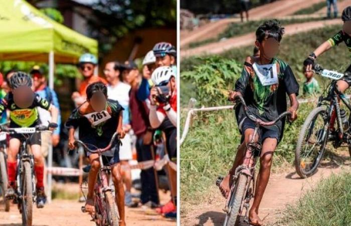 Facebook viral: Child participates in cycling race without shoes and wins...
