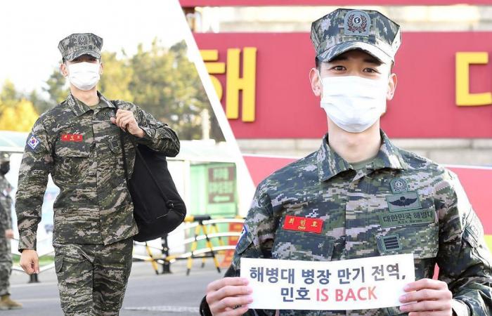 SHINee’s Minho greets fans after completing his military service