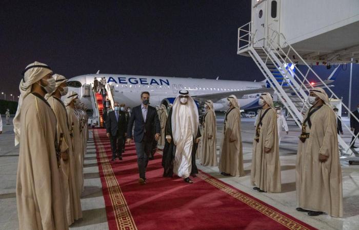 Greek Prime Minister Kyriakos Mitsotakis arrives in UAE