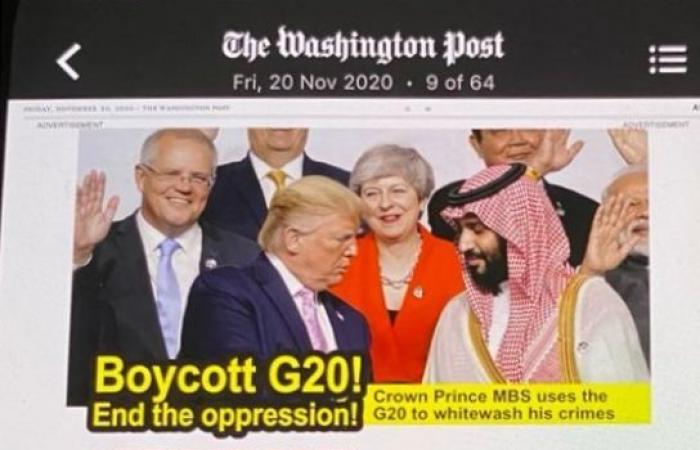A global campaign to boycott the “G20 summit” because of Saudi...