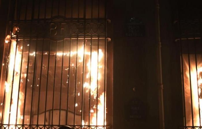 France: Bank in flames – chaotic scenes during protest against police...