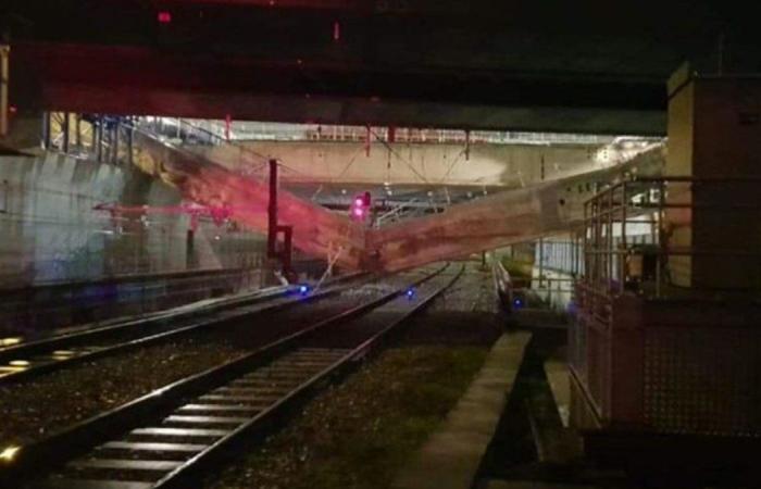 Collapse of a concrete beam on the RER C