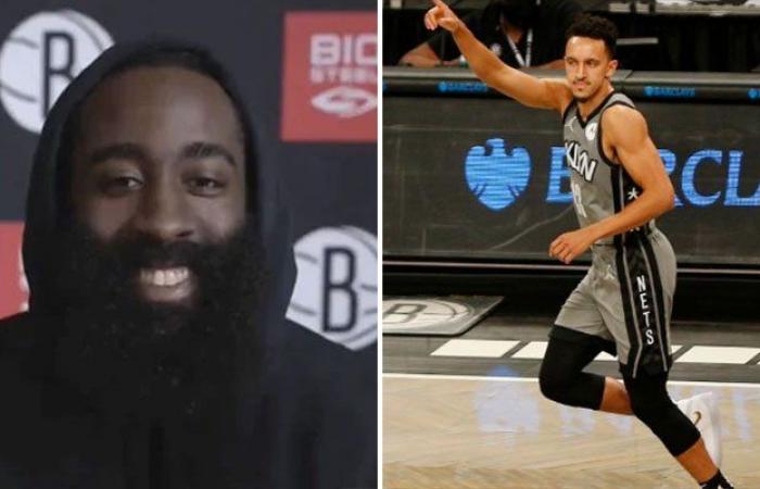 Harden wants to buy number 13 from Shamet, the 2 answer each other!