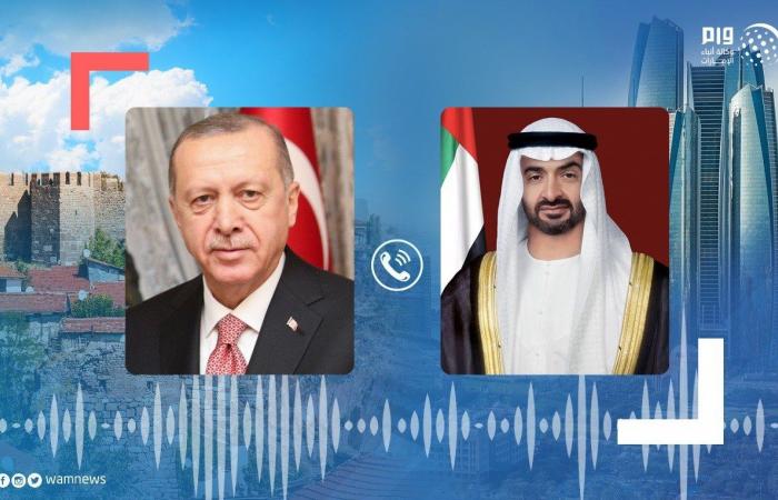 Mohamed bin Zayed receives a phone call from the President of...