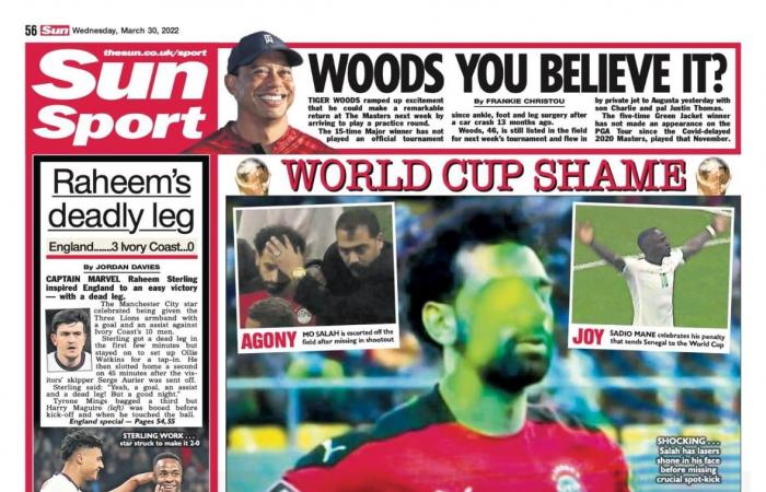 World newspapers: The laser blinded Mohamed Salah in the penalty shootout...