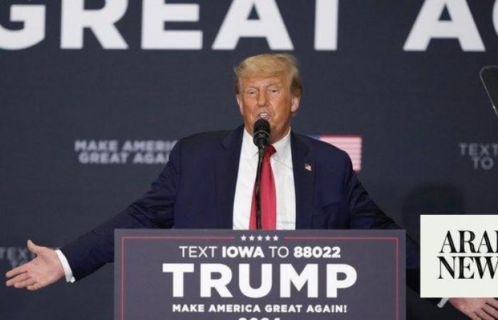 Trump, campaigning in Iowa, vows to ban Hamas sympathizers from US if he wins a second term