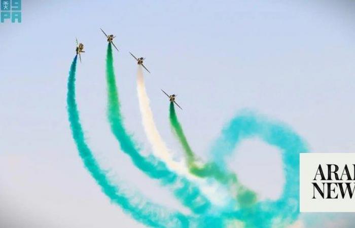 Saudi Falcons and Egyptian Air Force thrill crowds with joint aerial display