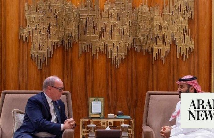 Saudi crown prince meets with Prince Albert of Monaco in Riyadh