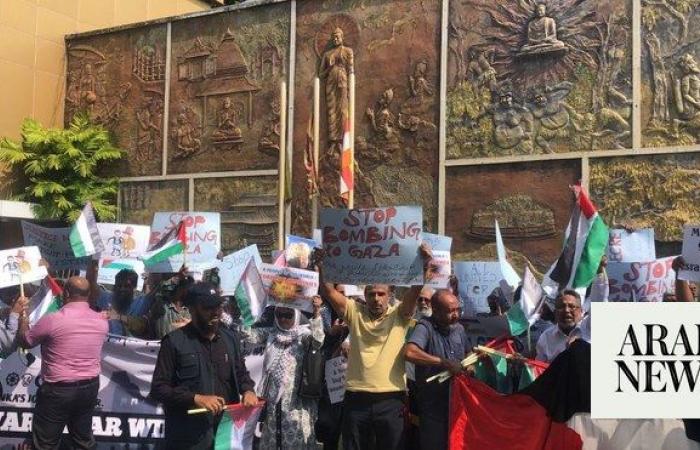 Buddhists hold interfaith protest in Colombo to stop Israel’s war on Gaza
