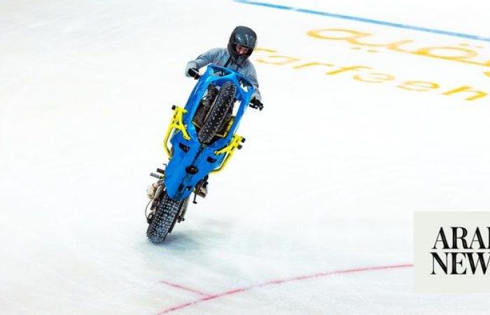 Saudi motorcycle stunt rider sets new world record on ice