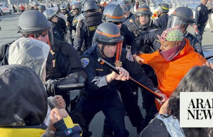 San Francisco prosecutors begin charging 80 protesters who blocked bridge while demanding ceasefire