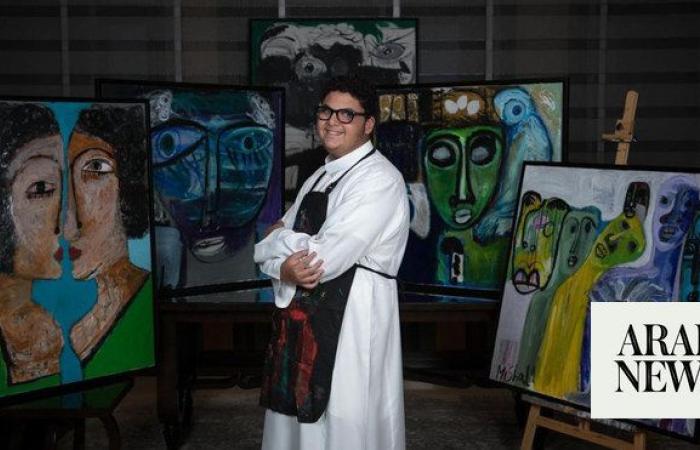 Young ‘Saudi Picasso’ with visual disability exhibits 50 abstract paintings