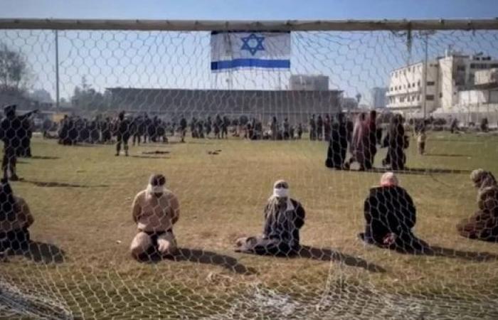 Video shows at least two children among men stripped and detained by Israeli troops in Gaza stadium