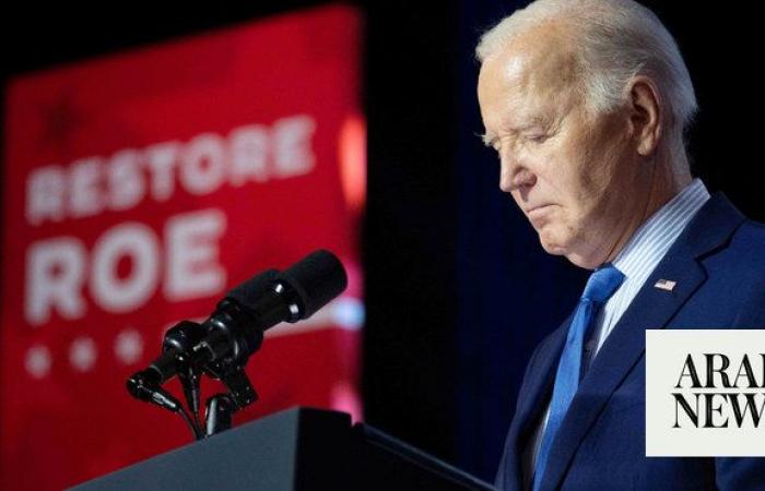 Biden’s abortion attack on Trump disrupted by Gaza protests