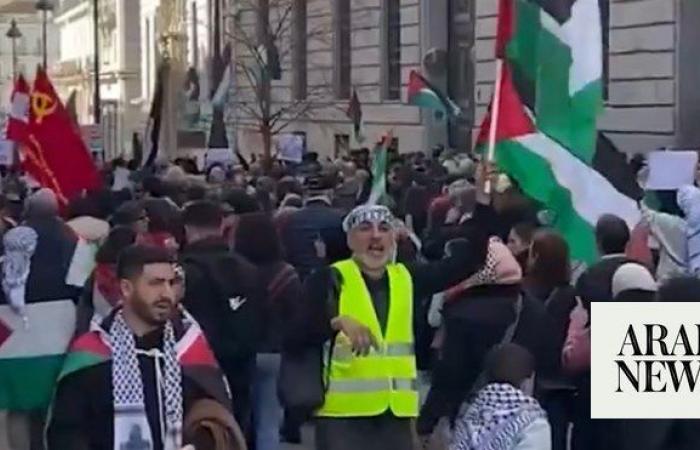 Thousands of pro-Palestinian protesters march in Madrid