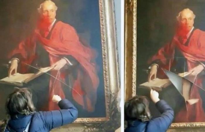 Lord Balfour: Pro-Palestinian protesters damage University of Cambridge painting