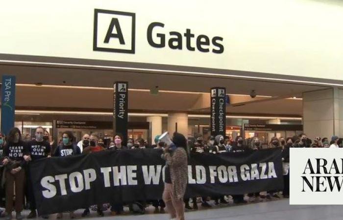 Protesters demanding Gaza ceasefire block terminal at San Francisco airport