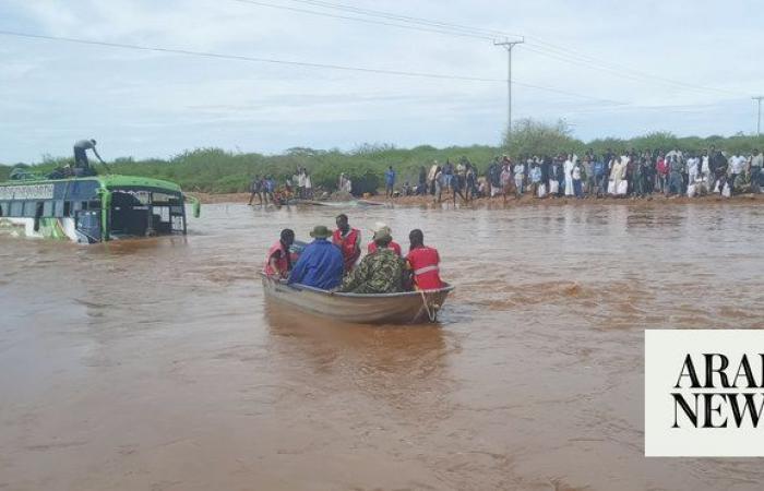 At least 13 people are killed and an estimated 15,000 displaced by flooding in Kenya