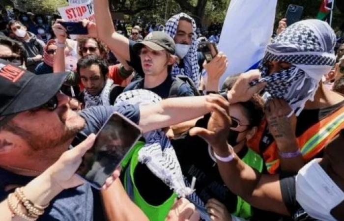 Gaza war: Rival protest groups clash at US campus