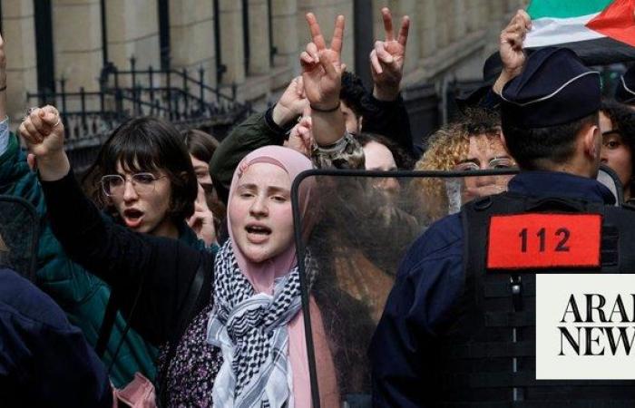 French police remove pro-Palestinian students from the courtyard of Sorbonne university in Paris