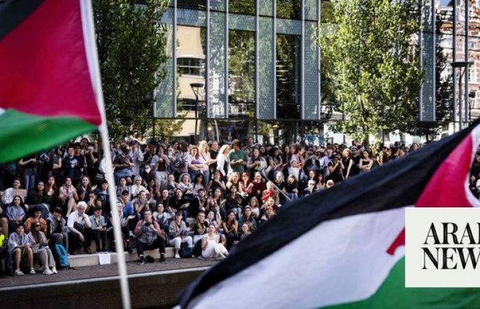 Police aim to break up pro-Palestine protests in Amsterdam