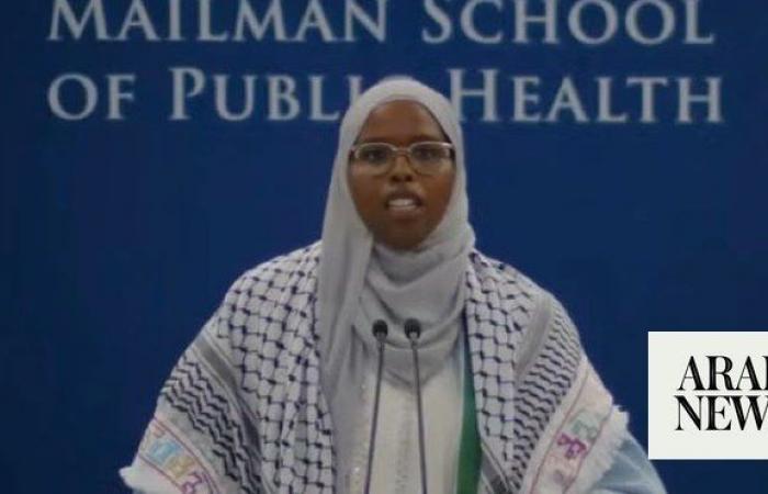 Mic cuts out as graduating student tells Columbia to act over Gaza