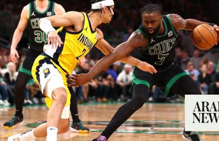 Brown shines as Celtics take 2-0 lead over Pacers, Haliburton hurt