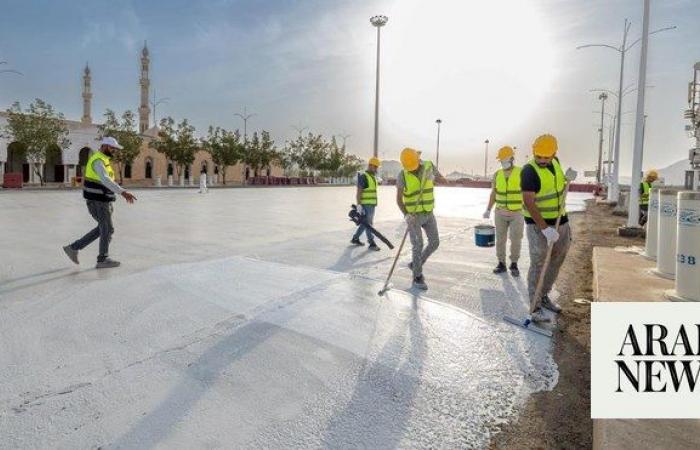 Namira Mosque walkways cooled with white coating 