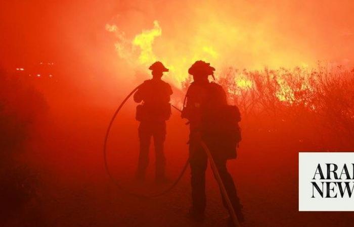 Strong winds, steep terrain hamper crews battling Los Angeles area’s first major fire of the year