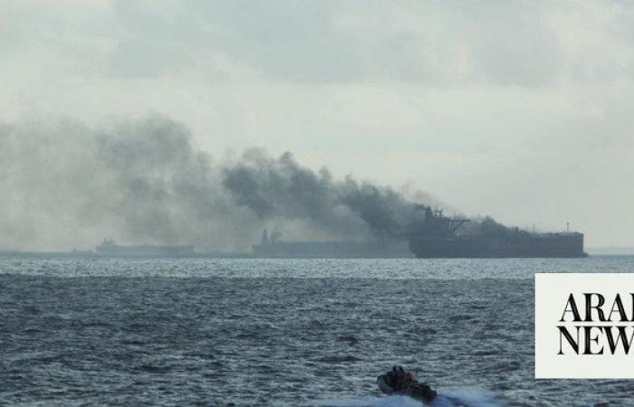 Oil tankers on fire off Singapore, crew members rescued