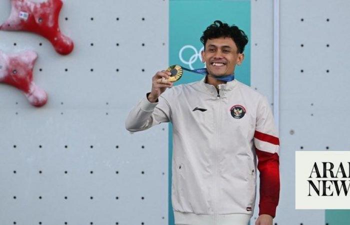 Indonesians delight at first speed climbing Olympic gold