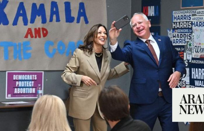 Kamala Harris and Tim Walz campaign in Arizona as they fight to gain ground in the Sun Belt