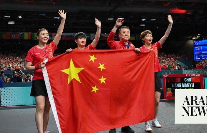 China earns a 300th Olympic gold medal with women’s team victory in table tennis at Paris Games