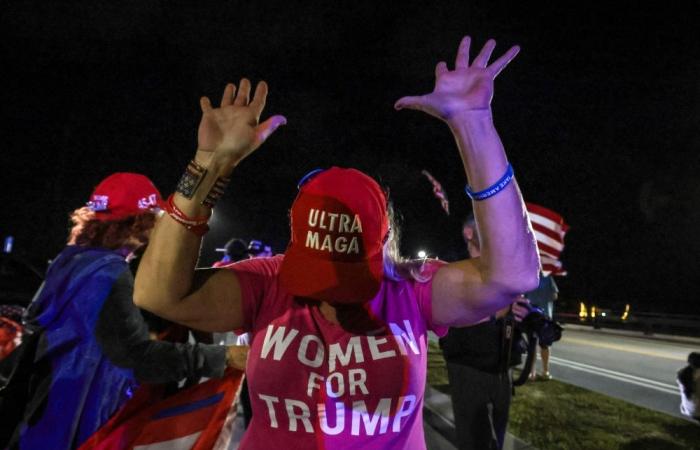 Dancing Trump supporters revel in victory speech, with Democrats despondent