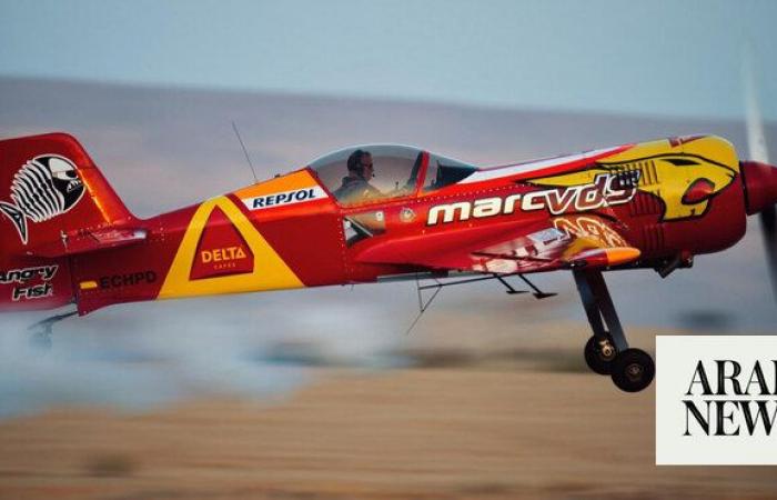 Spanish aerobatic pilot Castor Fantoba puts on a spectacular air display in Riyadh