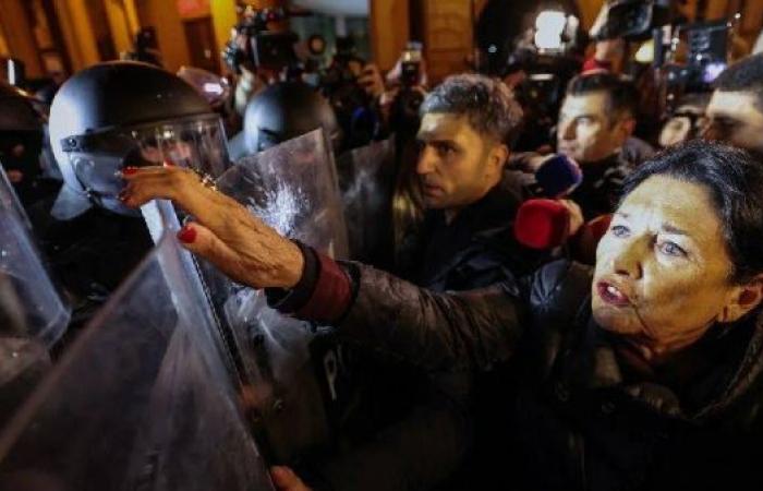 Georgia protesters clash with police after government suspends talks on joining EU