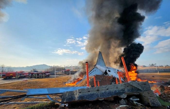 Jeju Air plane from Thailand with 181 on board crashes in South Korea after veering off runway; at least 28 dead