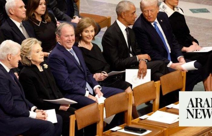 Jimmy Carter briefly unites US as presidents attend funeral