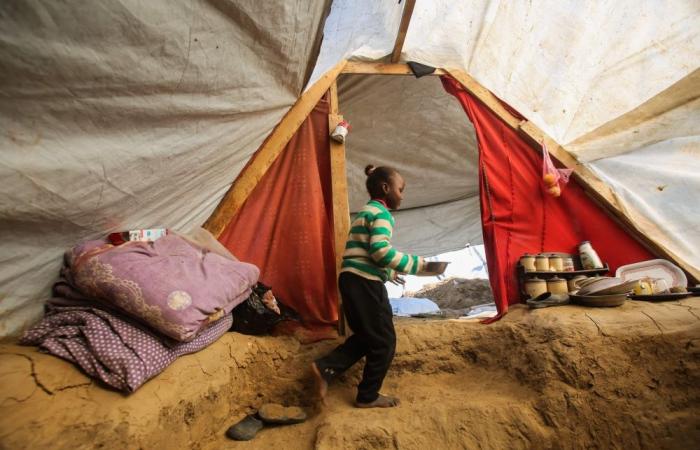 A Gaza father’s struggle to survive winter in a hole dug by hand for his family