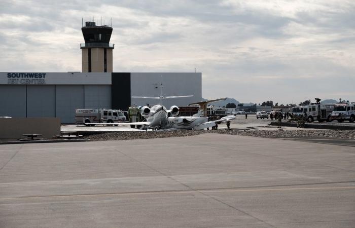 One dead, four injured, one still trapped after business jets collide at Arizona airport amid recent US crashes