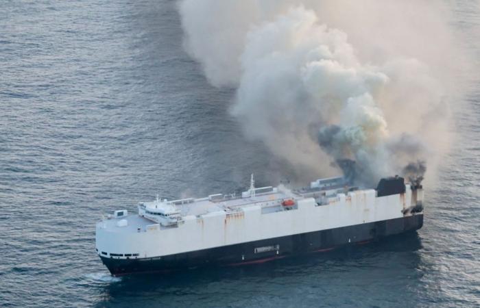 Fire on EV-loaded cargo ship off Alaska left to burn until salvage team arrives