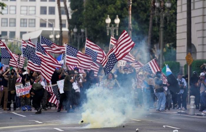 Balloons, bubbles, tear gas: LA’s ‘No Kings’ anti-Trump rallies spiral into chaos as police clash with protesters