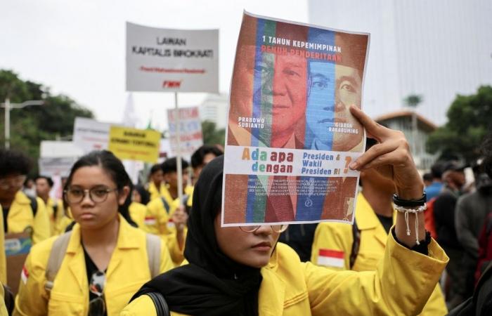 Indonesian students stage protest as Prabowo marks a year in office
