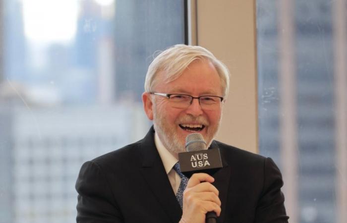 Awkward moment as Trump mocks Aussie envoy Kevin Rudd face-to-face; PM Anthony Albanese, aides left laughing it off