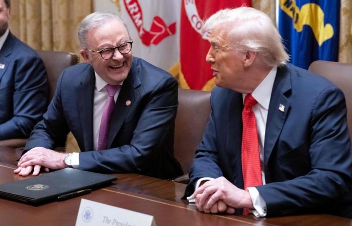 Awkward moment as Trump mocks Aussie envoy Kevin Rudd face-to-face; PM Anthony Albanese, aides left laughing it off