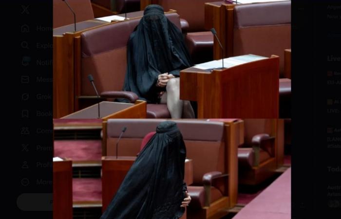 Far-right Australian politician sparks outrage by wearing burqa in parliament
