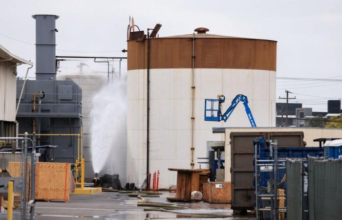 ‘Potential crack’ in California chemical tank may ease pressure, prevent explosion, fire official says