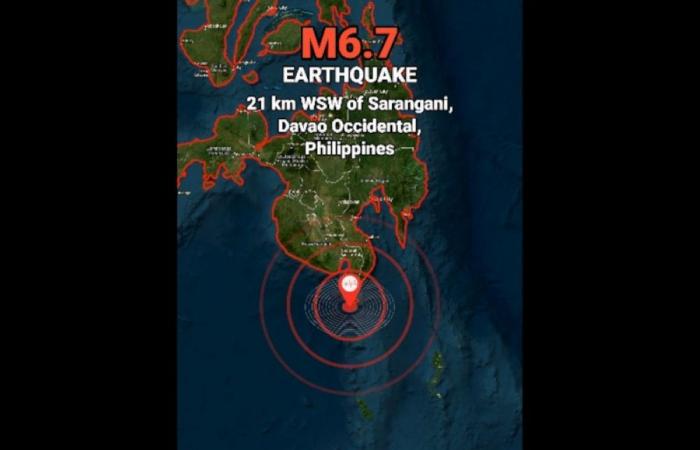 Powerful 6.7 quake rattles Sarangani waters off southern Philippines, USGS says