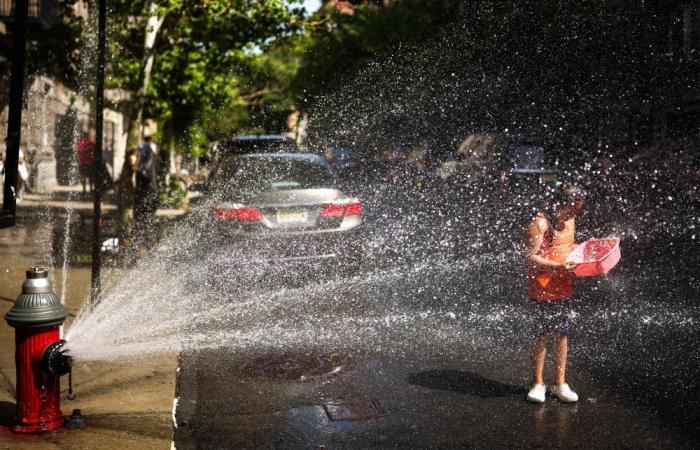 New Yorkers crack hydrants to cool off as 43°C heat index melts city streets